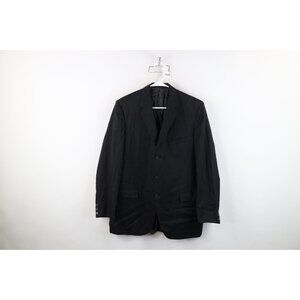 Vtg 60s Streetwear Mens 40R Faded Wool Ribbed Suit Coat Blazer Jacket Black USA